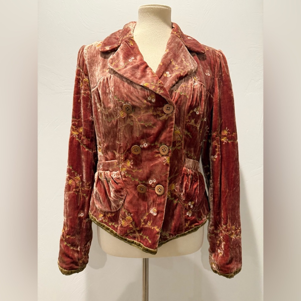 Tyler Boe Orange Floral Velvet Blazer